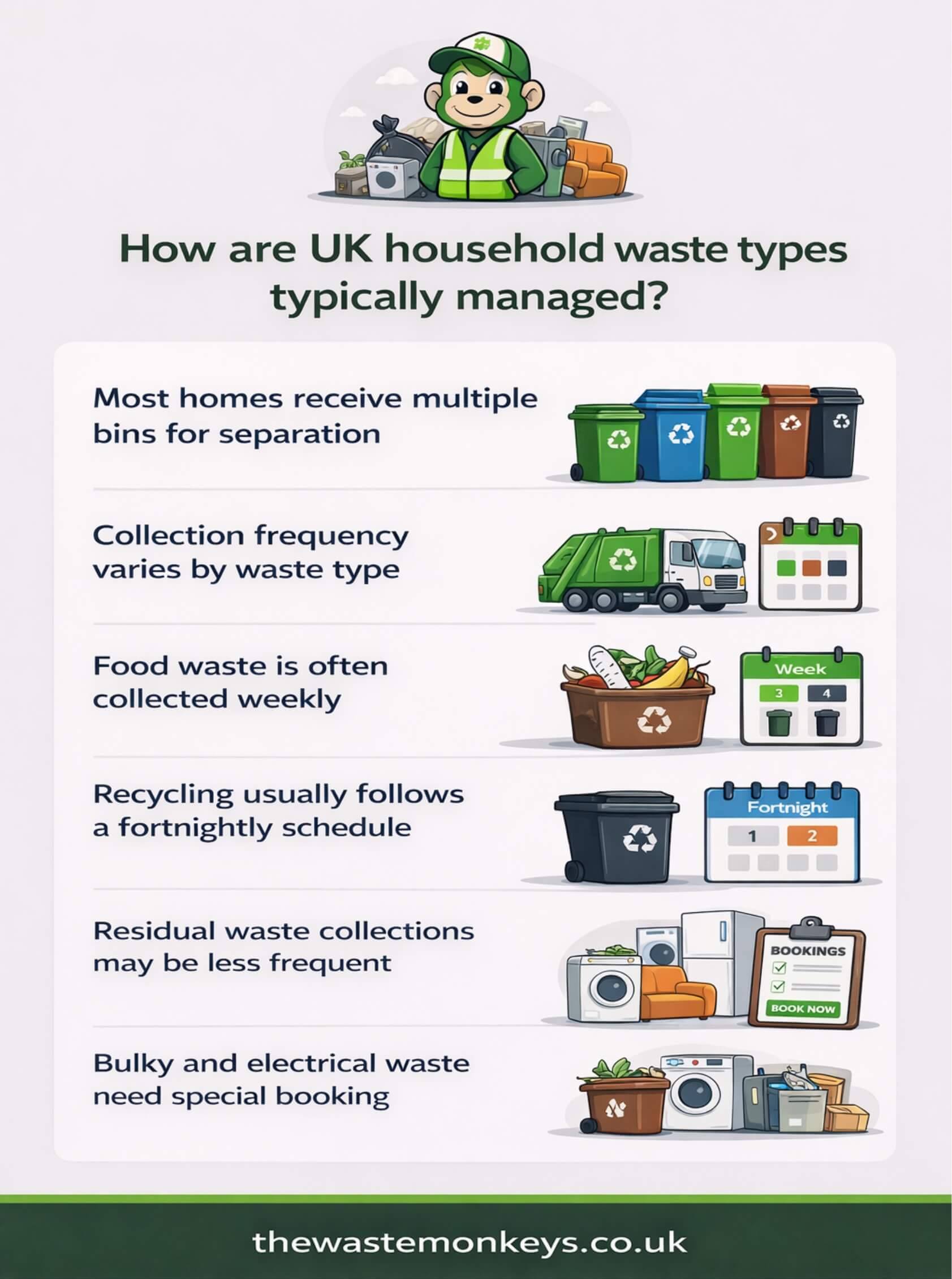 how are UK household waste types typically managed