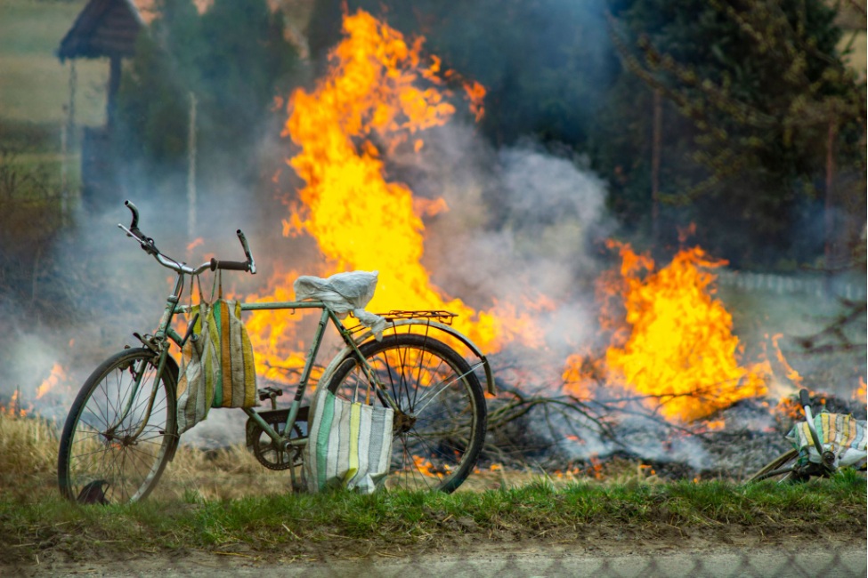 Burning waste outside