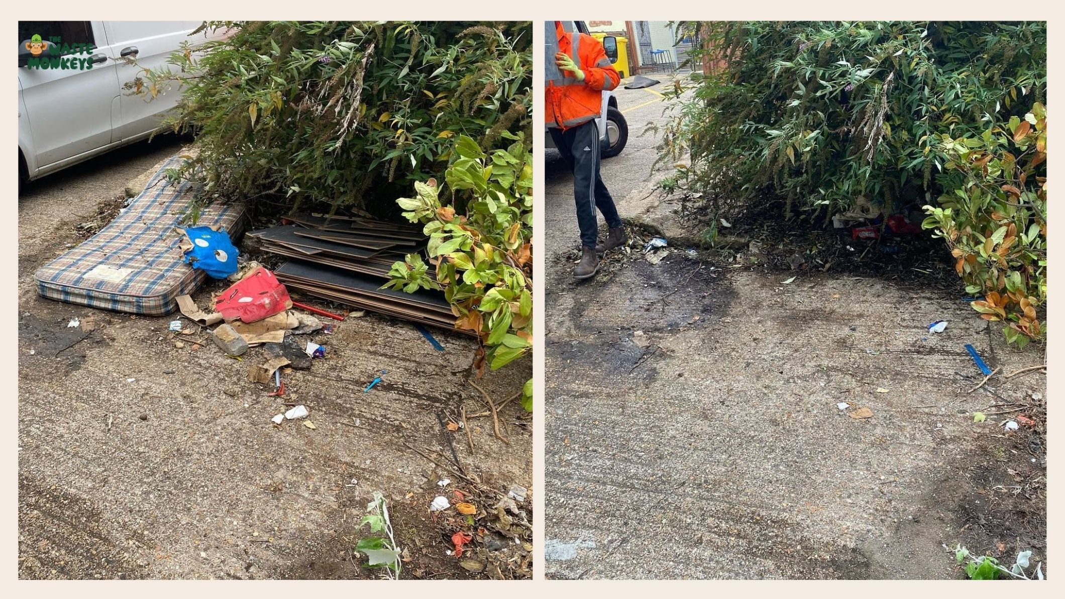 Fly tipped before and after collection