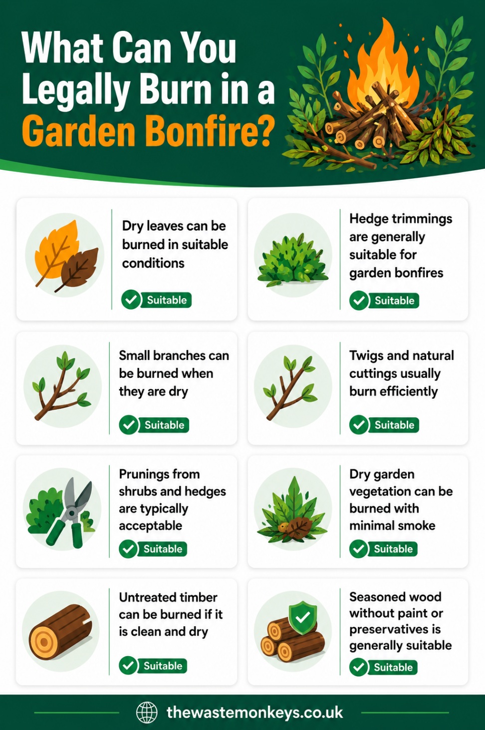 What can you legally burn in a garden bonfire