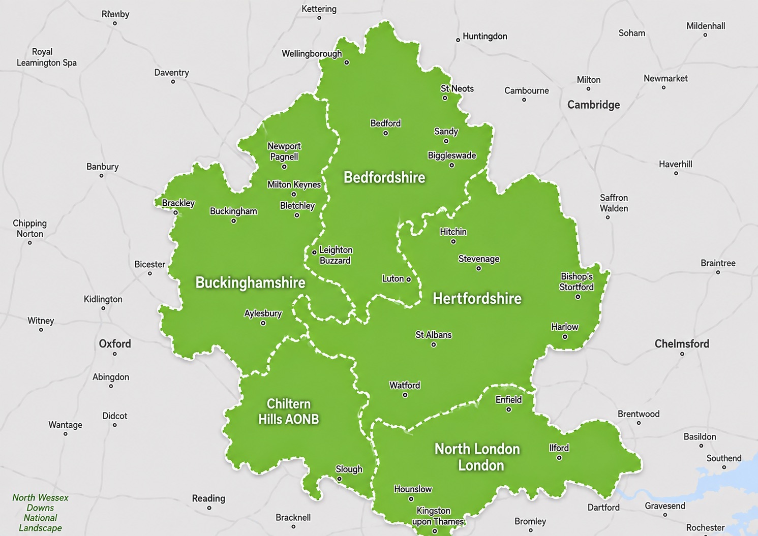 Areas we cover for waste removal