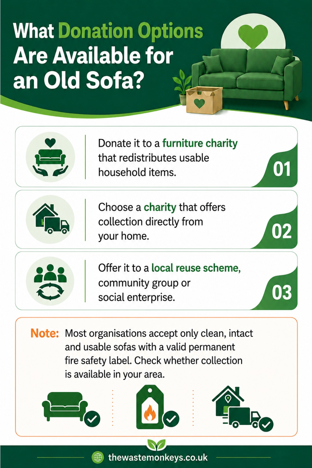 What donation options are available for an old sofa